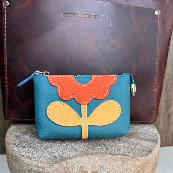 Flower Coin Purse Wallet Genuine Leather Wallet NEW FAST SHIP - Picture 2 of 4